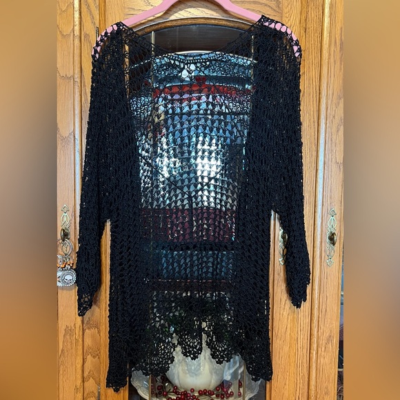 Vintage Bettie Page Black Crochet Shrug Cardigan 🖤 - Picture 7 of 14